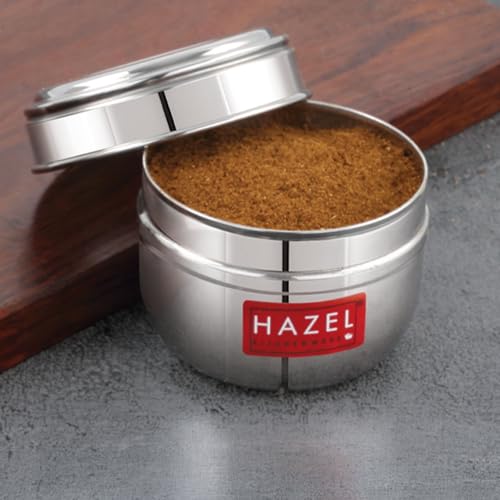 Image of HAZEL Stainless Steel Transparent Lid Containers 150ml | Versatile Storage Jars with See-Through Top | Nesting Kitchen Canisters for Spices, Snacks & Grains