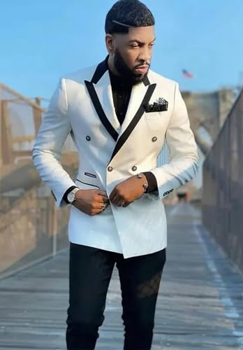 Men's Classic Suit 2 Piece Double Breasted Groomsman Tuxedos for Wedding Set3