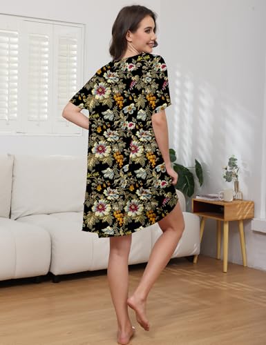 Image of Hospital Gowns for Women Open Back Tear Away Snap Post shoulder Dress Short Sleeve Soft Adaptive Clothing with Pockets