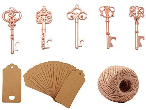 Yansanido Pack of 100 Skeleton Key Bottle Opener with Escort Tag Card
