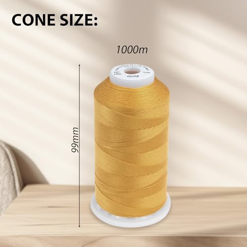 Image of Simthread Heavy Duty Blue Jeans Thread for Denim Sewing 1000 Meters Gold