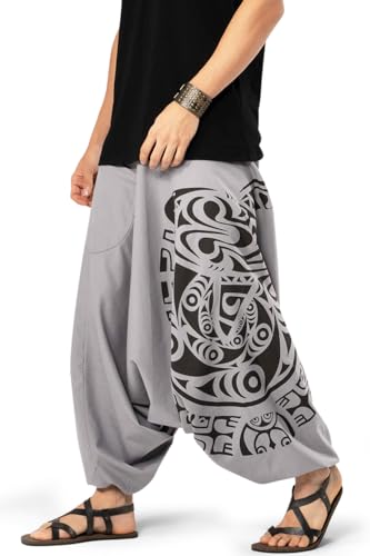 Image of The Veshti Company Printed Harem Pants for Men's Cotton Hippie Style Baggy Boho Yoga Pajama Pant with Pocket