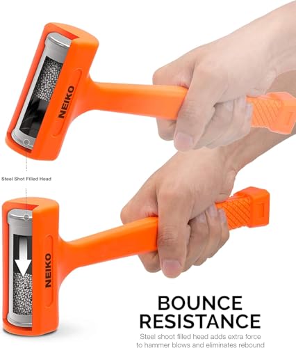 image for NEIKO 02848A 3 LB Dead Blow Hammer, Neon Orange | Unibody Molded | Che