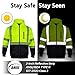 QELIN High Visibility Safety Sweatshirt ANSI Class 3 Reflective Work Fleece Hi Vis Hoodies Zipper Jacket Yellow