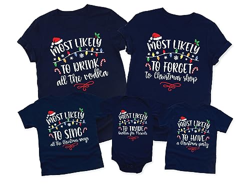 Most Likely to Christmas Shirts - Family Matching Christmas Shirts - Funny Holiday Graphic T-Shirt for Men & Women Black3