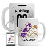 Taza personalizada Real Madrid - Regalo Original para aficionados del Futol - Personaliza tu taza de desayuno - Taza de Desayuno café