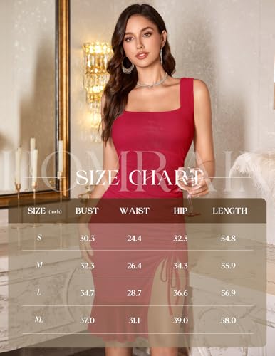 Image of HomRain Mesh Bodycon Dress for Women Square Neck Sexy Ruched Elegant Cocktail Party Midi Dresses