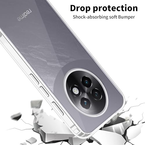 Image of amazon basics Compatible with Realme 13 Plus Case Cover Transparent Non-Slip Hard PC Shockproof Bumper Protective Back Cover - Clear