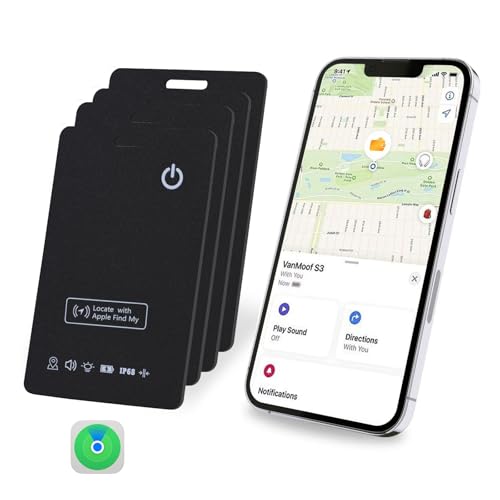 [Apple MFi Certified] LBPRT Airtag Card Rechargeable Wallet Tracker Thin 1.6mm 4 Pack Smart Air Tag Work with Apple Find My (iOS Only Android not Supported) Item Finder Locator for Luggage Suitcase