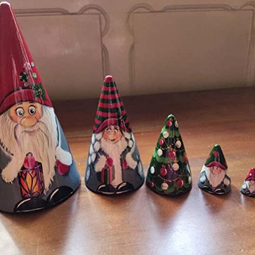 5 Pieces of Christmas Matryoshka Christmas Dwarf Collection Dolls Stacking Dolls Christmas Nesting Dolls Ornaments Christmas Decorations, Santa Nesting Dolls Set, Christmas (A)