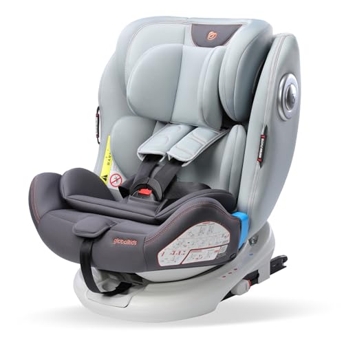 globalkids 360 Swivel Baby Car Seats - Group 0+1/2/3(0-36 kg) for 0-12 Years with ISOFIX Child Car Seats, Grey