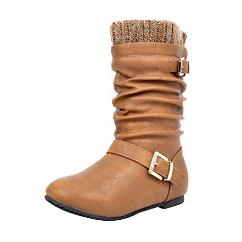 DREAM PAIRS Girl's Faux Fur Lined Knee High Winter Riding Boots(Toddler/Little Kid/Big Kid) 11 Little Kid Camel