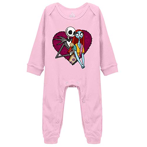 Image of The Love of The Skeleton Infant Fun Print Bodysuit Unisex Baby Long Sleeve Rompers Pink