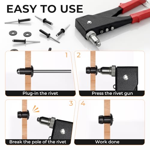 Image of INCLY 200Pcs 3 /16 Inches Pop Rivets Assortment Kit, 5 Sizes Aluminum Black Rivets for Metal 3 /16 inch x 5 /16 inch 3 /8 inch 1 /2 inch 5 /8 inch 3 /4'' and 304 Stainless Steel Washers with Storage Case