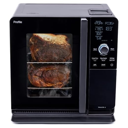 GE Profile™ Smart Indoor Pellet Smoker, with Active Smoke Filtration, 5 Smoke Control Settings, WiFi Connected, Electric, Countertop BBQ Appliance, Black