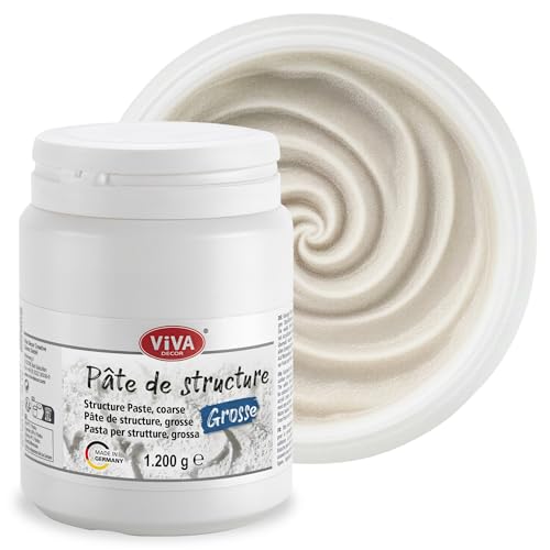 Viva Decor Pâte de Structure Gros Grain 1,2 kg - blanc - Pâte de Modelage pour Toile, Pâte de Texture pour Peinture Acrylique, Pâte à Spatuler épaisse, Modeling Paste