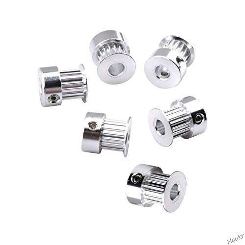 Houkr 5Pcs Aluminum 20 Teeth Gt2 Timing Belt Pulley 6Mm Bore 6Mm Width, Synchronous Wheel For 3D Printer Parts Width 6Mm Timing Belt And M4 Wrench, For Reprap 3D Printer Prusa I3 #TOP5