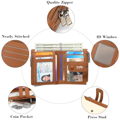 GAEKEAO Small Wallet for Women, Bifold RFID Blocking Credit Card Case Purse with Zipper Pocket4
