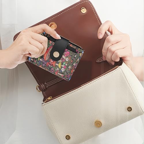 Image of Small Womens Wallet,Bifold Leather Wallet for Women RFID Card Holder Ladies Compact Pocket Wallet for Crossbody Bag (Mushroom)