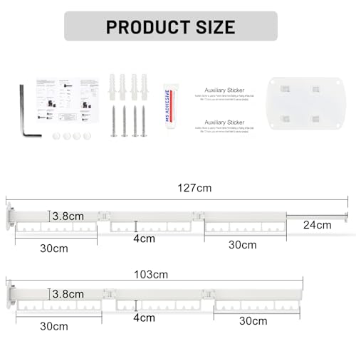 SWAWIS Kleiderstange Klappbar Wäscheständer Wandmontage Wäscheständer Ausziehbar Wäscheständer Wand Kleiderstange für Balkon, Wäsche, Badezimmer, Schlafzimmer, DREI Falten, Weiß