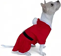 WAY PET Roupa Fantasia para Cães Natal, Fantasia Papai Noel e Mamae Noel para Cachorro, Roupa para Cães com Capuz de Pompom (Pequeno, MAMAE NOEL)