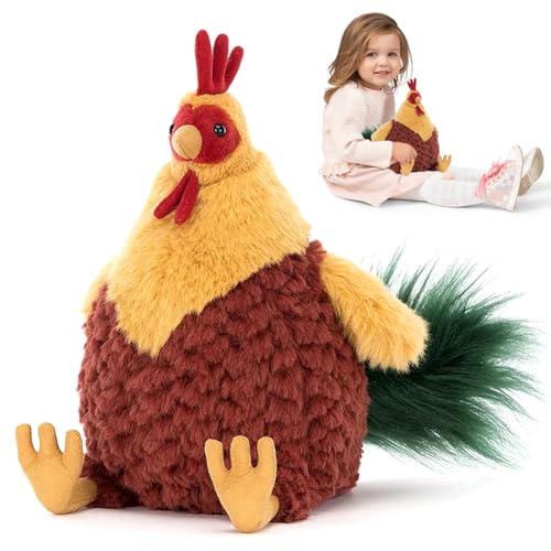Peluche Pollo 25cm Amarillo, Muñeco De Peluche De Pollo Animal Almohada De Peluche De Gallina Agrícola para abrazar y Jugar, Gran Idea de Regalo