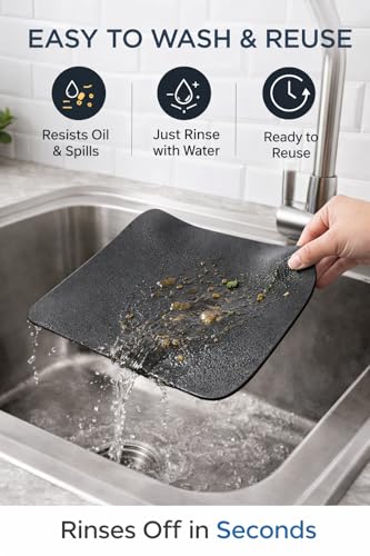 Image of Induction Cooktop Mat for Kitchen | Heat Resistant (450F) Silicone Mat | Anti Slip, Oil & Spill Proof | Washable & Reusable Countertop Protector | Stove Base Pad Big Size