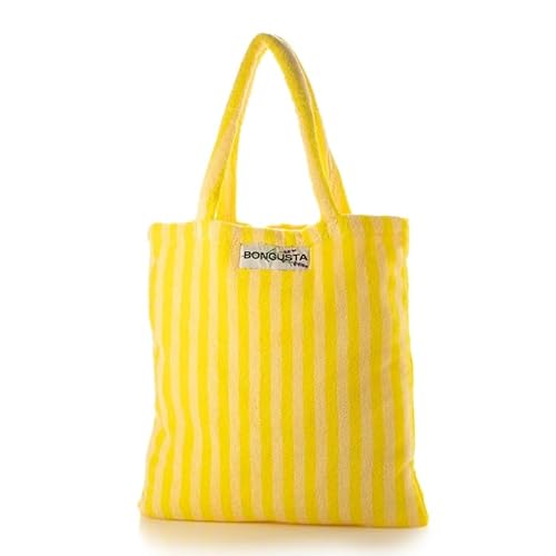 BONGUSTA �{���O�X�^ �g�[�g�o�b�O NARAM TOTEBAG �i���� ���f�B�[�X �^�I���n �R�b�g�� �y�� �X�g���C�v BON01 �� �C �v�[�� �T�X�e�B�i�u�� ���W���[ �V���b�s���O �ӂ�ӂ� (pristine & neon yellow)