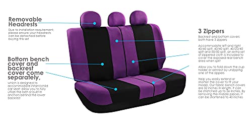 Image of FH Group Universal Car Seat Covers Full Set for SUV Truck Sedan Vans | Waterproof All-Purpose Cloth Seat Cover Set Airbag Compatible Washable Split Bench Protector Interior Upgrade - Purple