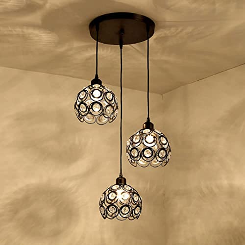 Plafonnier Vintage Industriel 3 têtes avec diffusion lumineuse en cristal
