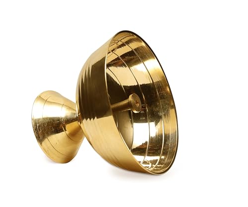 Image of Pure Source India Set of 2 Brass Akhand Jyoti Diya - 3.75 Inch Size - Traditional Oil Lamps for Pooja and Decor