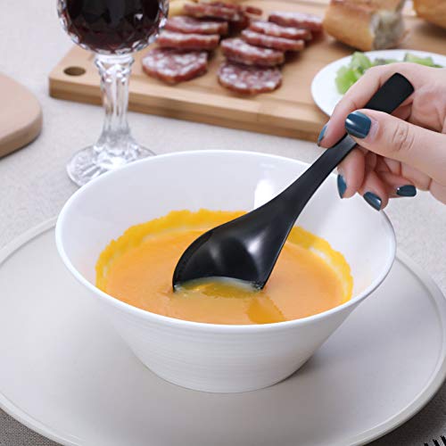 image for HIWARE Matte Black Thick Heavy-Weight Soup Spoons, Stainless Steel Sou