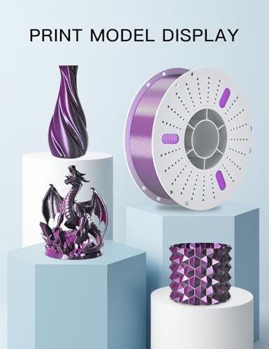 Image of PINBALL Silk PLA 3D Printer Filament 1.75mm Shiny Silk Dual Color Filament 3D Printing PLA Filament Dimensional Accuracy + /- 0.02mm 1 KG Silk Dual Color Black-Purple