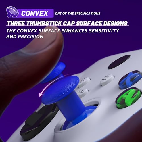 Image of eXtremeRate ThumbsGear V3 Interchangeable Thumbsticks for Xbox Series X /S, 4 Height Adjustable Convex and Concave Grip Joysticks for Xbox One S /X /Elite, for Nintendo Switch Pro Controller - Blue