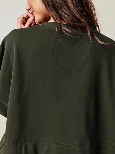 Image of Dokuritu Sweatshirt Dress Women Crew Neck Long Sleeve Patchwork Pullover Tops Flowy Oversized Sweatshirt Mini Dress