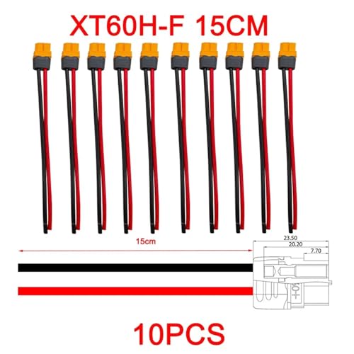 Conectores XT60H de alta corriente hembra con cable de 15cm para proyectos RC, 10 piezas 2