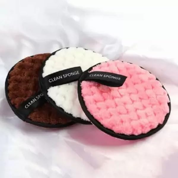 Glamezone Makeup Remover Pads Face Cleaning Soft Cotton Rounds Sponge Multicolor-picture-49