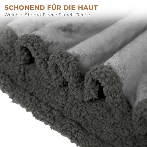 Dogat wasserdichte Hundedecke waschbar 100x80cm beidseitig verwendbare Haustierdecke für kleine und mittelgroße Hunde und Katzen Sofabezug und Bettschutz weiche Sherpa-Fleece- und Flanelldecke grau