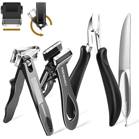 EBEWANLI Mens Manicure Set, Professional Men Nail Clipper Set, Wide Jaw Straight Toe Nail Clipper for Thick Toenails, Angled Nail Clipper and Heavy Duty Ingrown Toenail Clippers for Seniors, Women Cover