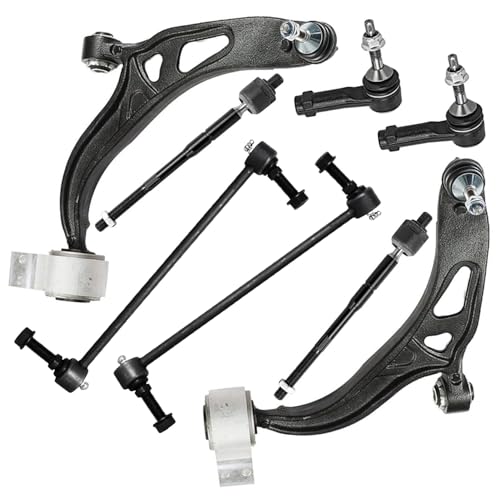 Image of Detroit Axle - 8pc Front End Kit for 2013-2019 Ford Police Interceptor Utility, 2011-2019 Explore, 2 Lower Control Arms with Ball Joints 4 Outer Inner Tie Rod Ends 2 Sway Bar Links Replacement