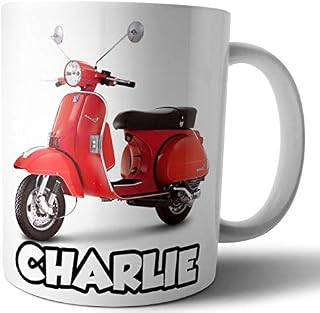 AK Giftshop Personalised Mug - Scooter Vespa - Gift - Birthday - Christmas - Stocking Filler - Secret Santa