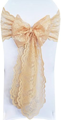 (5 PCS Wholesale 9 in x108 in Lace Chair Sashes, Lace Wedding Chair Bows, Lace Chair Bow Ties, Lace Chair Tie Backs, for Wedding Décor Events Banquet Party Supplies - Orange