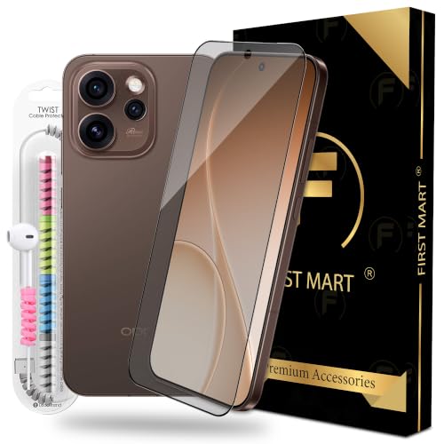 Image of FIRST MART Matte Anti-Glare Tempered Glass for Oppo Reno 15 Pro With Installation Kit | Military-Grade Gaming Screen Protector & Cable Guard | Edge to Edge Coverage | Black