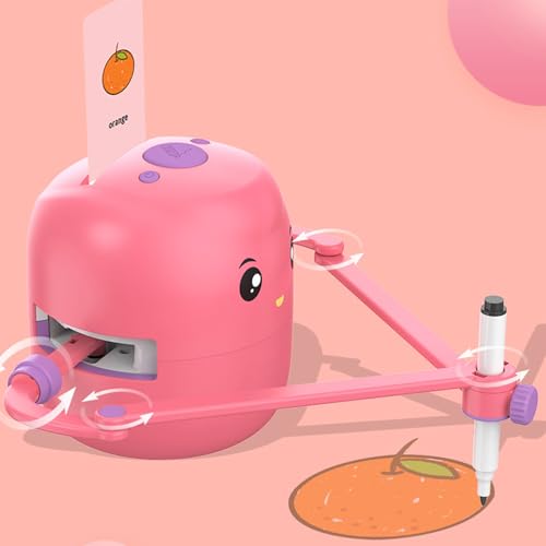 Image of Smart Drawing Robot, Interactive Educational Drawing Robot for Kids Aged 5 and Above, Art Enlightenment for Kids, Auto Drawing Toy, Includes 100 Drawing Cards and 2 Pens (Rose Red)