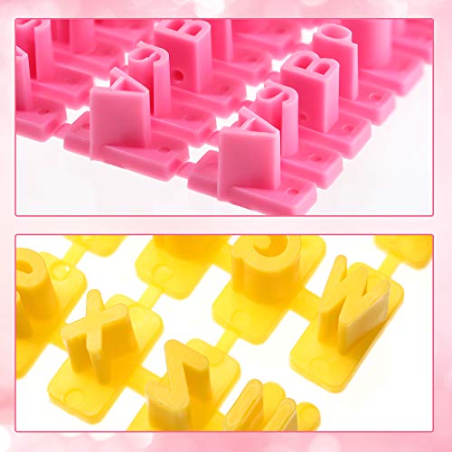 Alphabet Number Punctuation Cookie Letter Biscuit Stamp Cookie Letters Stamp Set Including Letters Lower And Upper Case For Cookie Decorations Embosser Cutter Fondant Diy Tool (Yellow, Pink) #TOP2