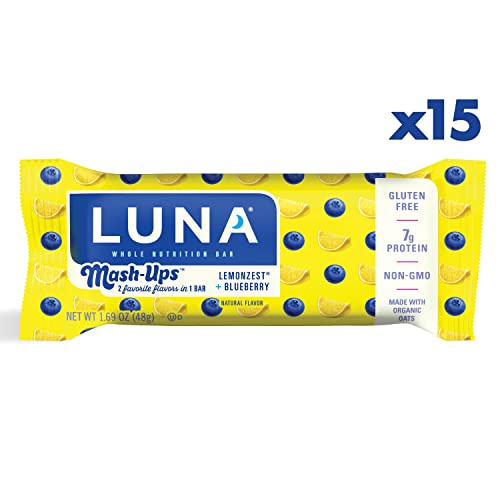 Luna Bar - Mashups - Gluten Free Snack Bars - Lemon Zest & Blueberry - 7G Of Protein - Non-Gmo - Plant-Based Wholesome Snacking - On The Go Snacks (1.69 Ounce Snack Bar, 15 Count) #TOP1