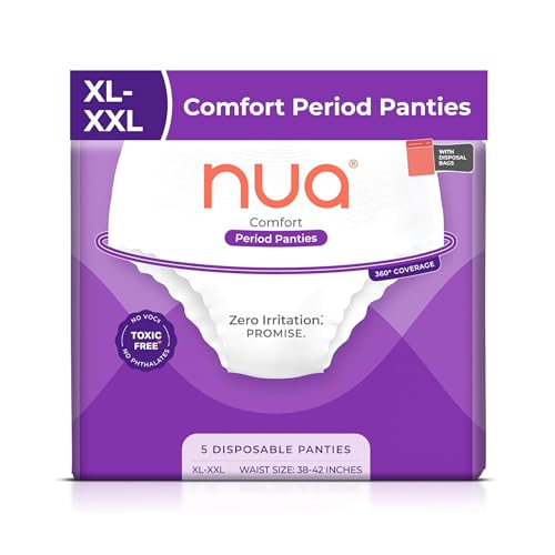 Nua Overnight Disposable Period Panties | Pack of 5 | (XL - XXL) | Heavy Flow Absorbency | Leakproof Protection | Discreet & Secure | Breathable | No Rashes | No Discomfort