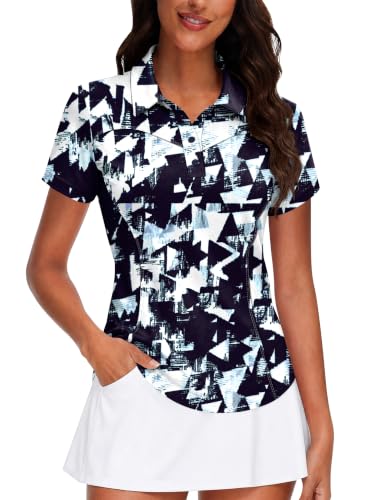 Image of TFSDOD Womens Golf Polo Shirts Collared Short Sleeve T Shirt Lightweight Moisture Wicking Polo Casual 3 Buttons Outfits