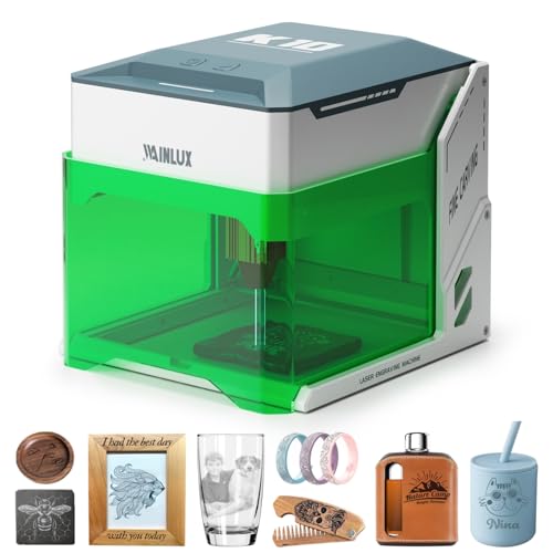 WAINLUX レーザー彫刻機、K10 5W小型密閉型ビジュアルレーザー刻印機、0.01mm高精度、DIY プレゼント,ガラス 木材も刻印可能、日本語アプリ 簡単操作 初心者向けレーザー彫刻 レーザークラスI