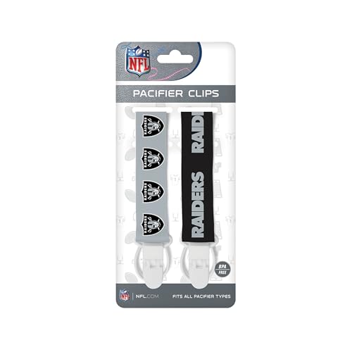 Baby Fanatic Officially Licensed Unisex Pacifier Clip 2-Pack - NFL Las Vegas Raiders - Officially Licensed Baby Apparel